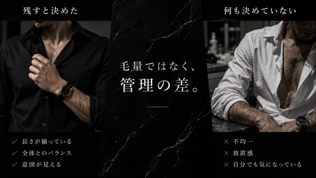 毛深い男性と整えていない男性の管理の差