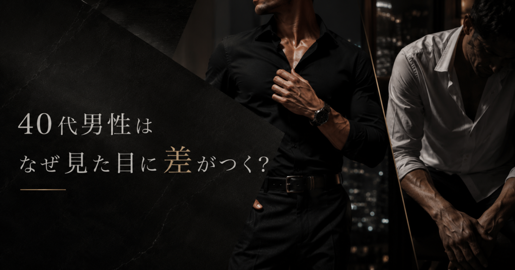 40代男性はなぜ見た目に差がつくのかを表すアイキャッチ