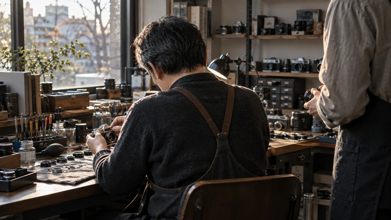 写真のワークショップで一緒に活動する男性たち